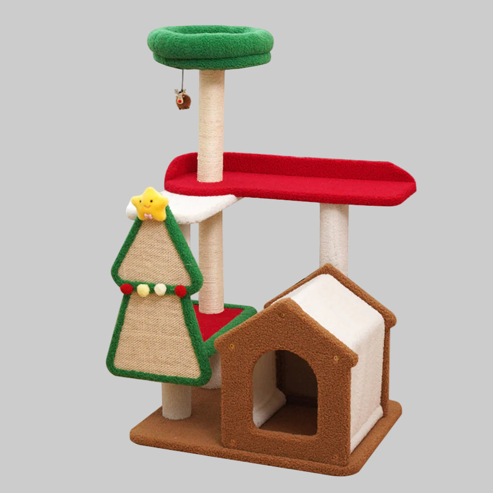 Christmas Cat Tree | Multi-Tier Holiday Climbing Tower