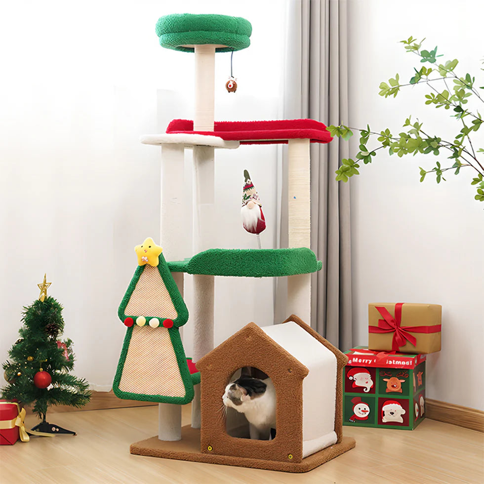 Christmas Cat Tree | Multi-Tier Holiday Climbing Tower