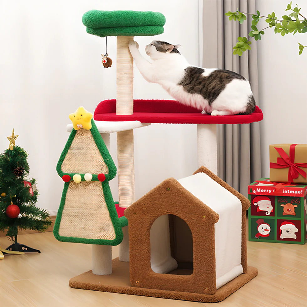 Christmas Cat Tree | Multi-Tier Holiday Climbing Tower