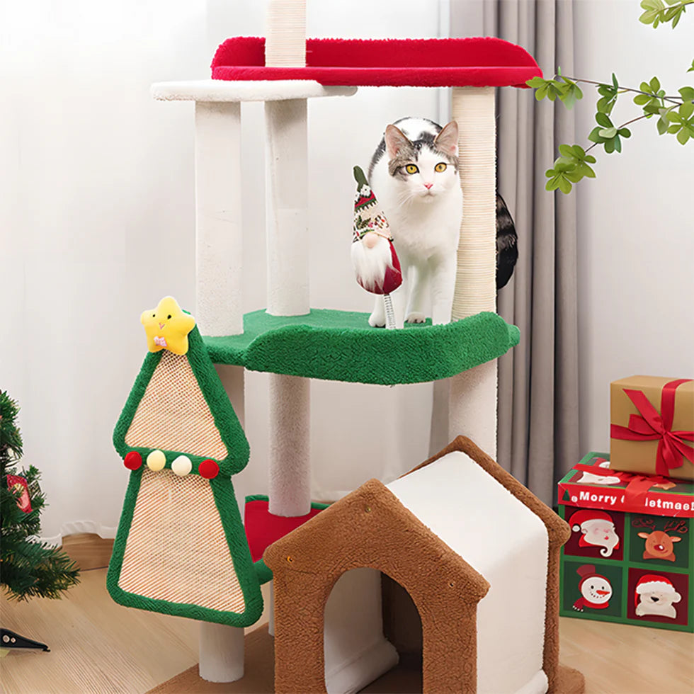 Christmas Cat Tree | Multi-Tier Holiday Climbing Tower