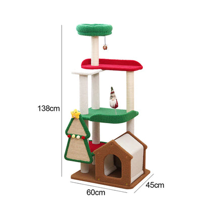Christmas Cat Tree | Multi-Tier Holiday Climbing Tower
