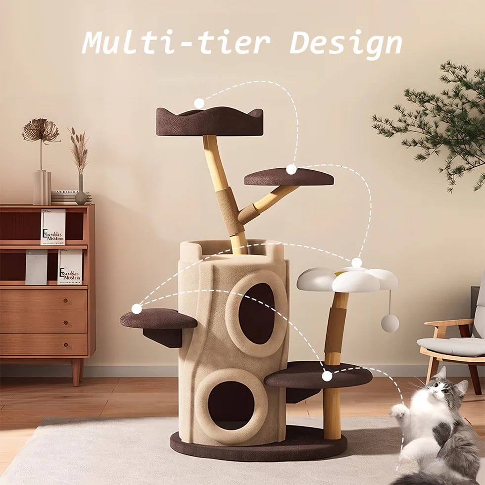 Tree Hollow Cat Tower 115cm | Multi-Level Climbing Structure