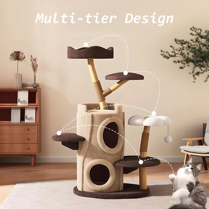 Tree Hollow Cat Tower 115cm | Multi-Level Climbing Structure