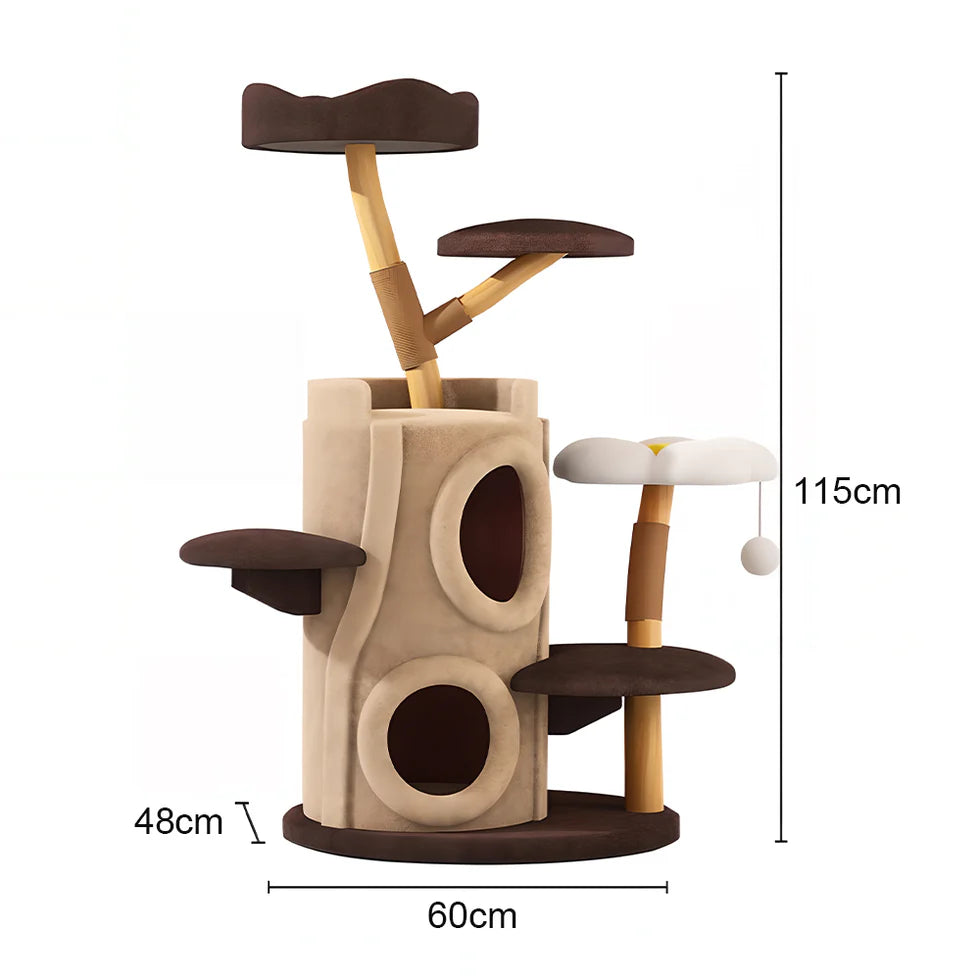 Tree Hollow Cat Tower 115cm | Multi-Level Climbing Structure