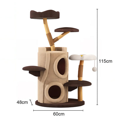 Tree Hollow Cat Tower 115cm | Multi-Level Climbing Structure
