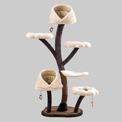 Petals-Themed Multi-Level Cat Tree 162cm | Flower & Leaf Design Climbing Tower