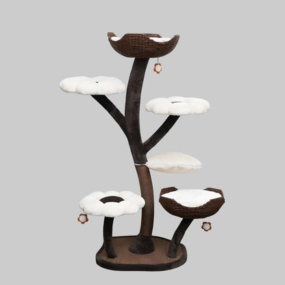 Petals-Themed Multi-Level Cat Tree 162cm | Flower & Leaf Design Climbing Tower