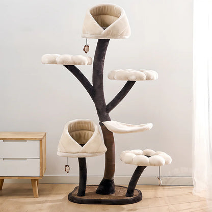 Petals-Themed Multi-Level Cat Tree 162cm | Flower & Leaf Design Climbing Tower