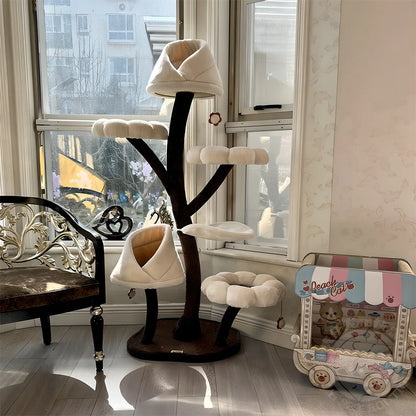 Petals-Themed Multi-Level Cat Tree 162cm | Flower & Leaf Design Climbing Tower