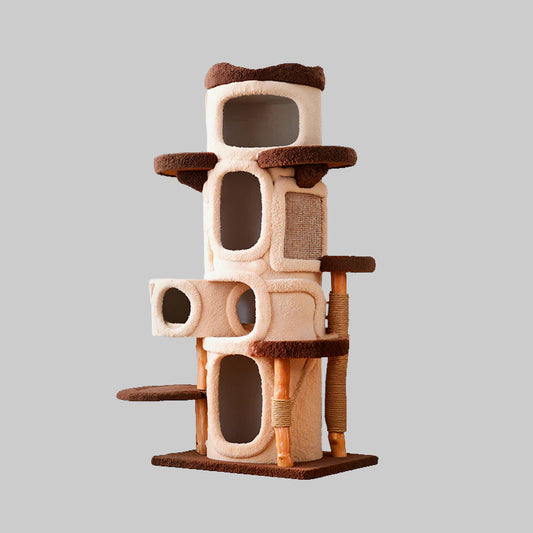 Giant Tree-Themed Multi-Level Cat Tree 175cm | Solid Wood Climbing Tower