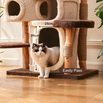 Giant Tree-Themed Multi-Level Cat Tree 175cm | Solid Wood Climbing Tower