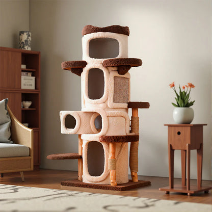 Giant Tree-Themed Multi-Level Cat Tree 175cm | Solid Wood Climbing Tower