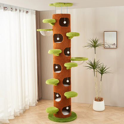 Multi-Functional Tree Hollow Structure Cat Tree 230cm | Deluxe Multi-Cat Tower
