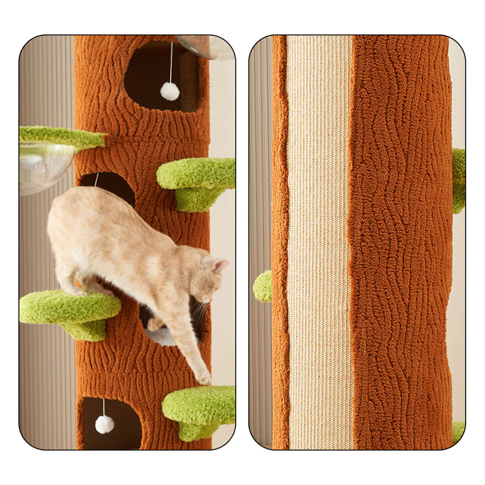 Multi-Functional Tree Hollow Structure Cat Tree 230cm | Deluxe Multi-Cat Tower