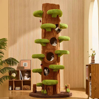 Multi-Functional Tree Hollow Structure Cat Tree 230cm | Deluxe Multi-Cat Tower