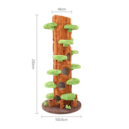 Multi-Functional Tree Hollow Structure Cat Tree 230cm | Deluxe Multi-Cat Tower