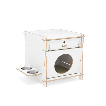 Multi-Functional Cat Side Table 45cm | Wood Cabinet with Drawer