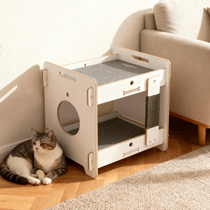 Minimalist Double-layer CatNap Side Table With Scratching Board