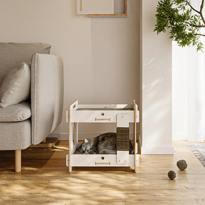 Minimalist Double-layer CatNap Side Table With Scratching Board