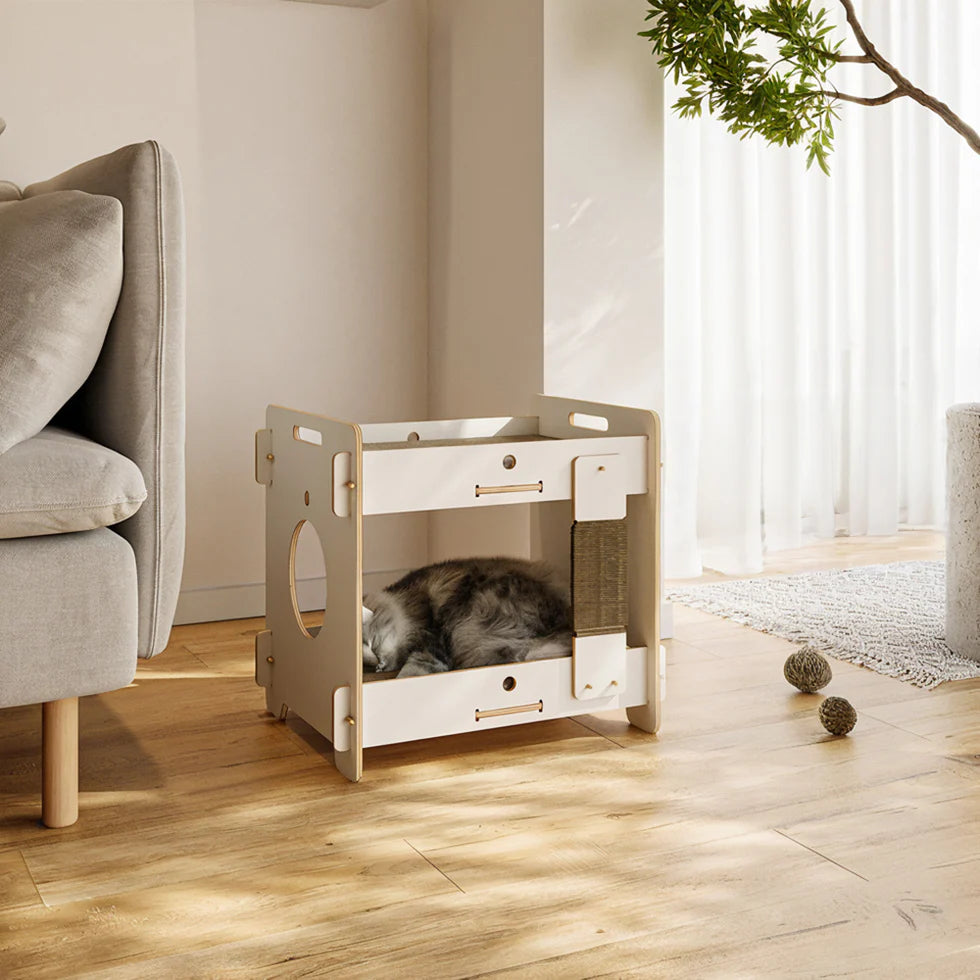 Minimalist Double-layer CatNap Side Table With Scratching Board
