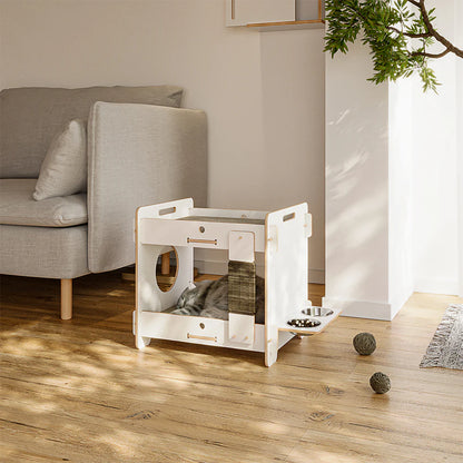 Minimalist Double-layer CatNap Side Table With Scratching Board