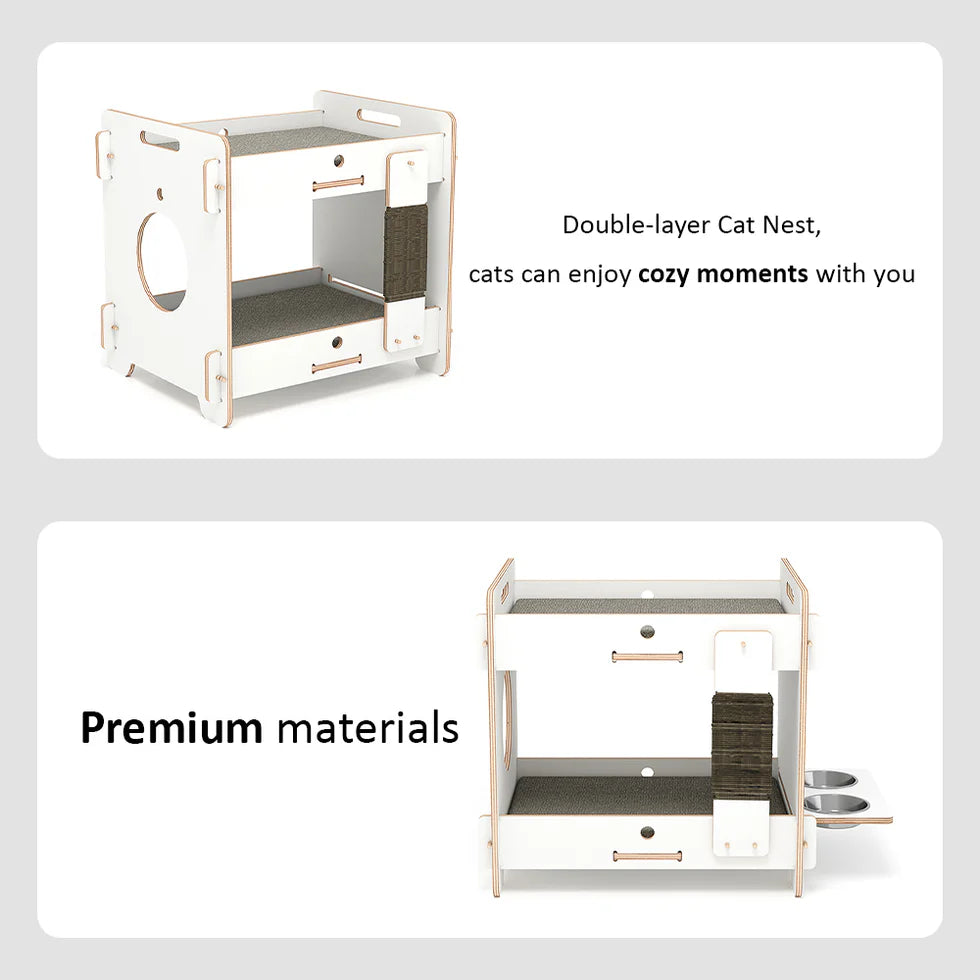 Minimalist Double-layer CatNap Side Table With Scratching Board