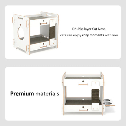 Minimalist Double-layer CatNap Side Table With Scratching Board