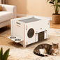 Minimalist Double-layer CatNap Side Table With Scratching Board And PVC Litter Box