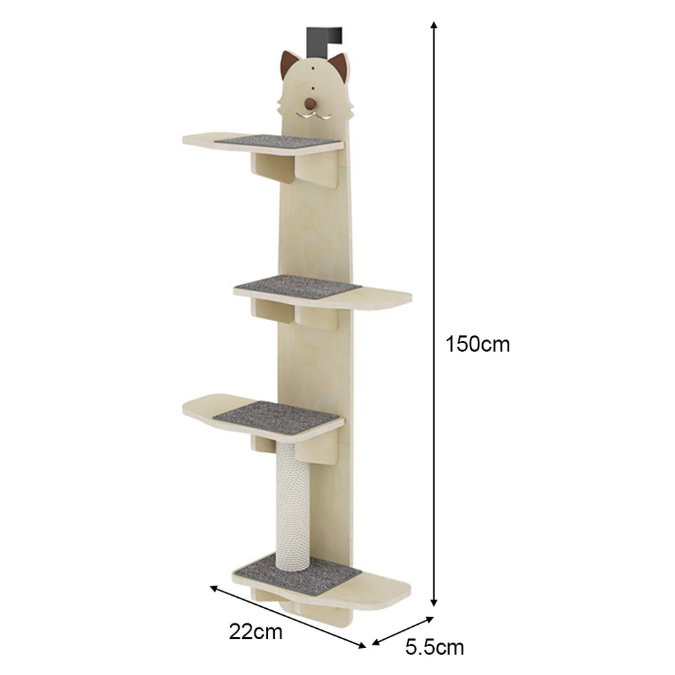 Wall-Mounted Cat Tree 150cm | Space-Saving Vertical Climber