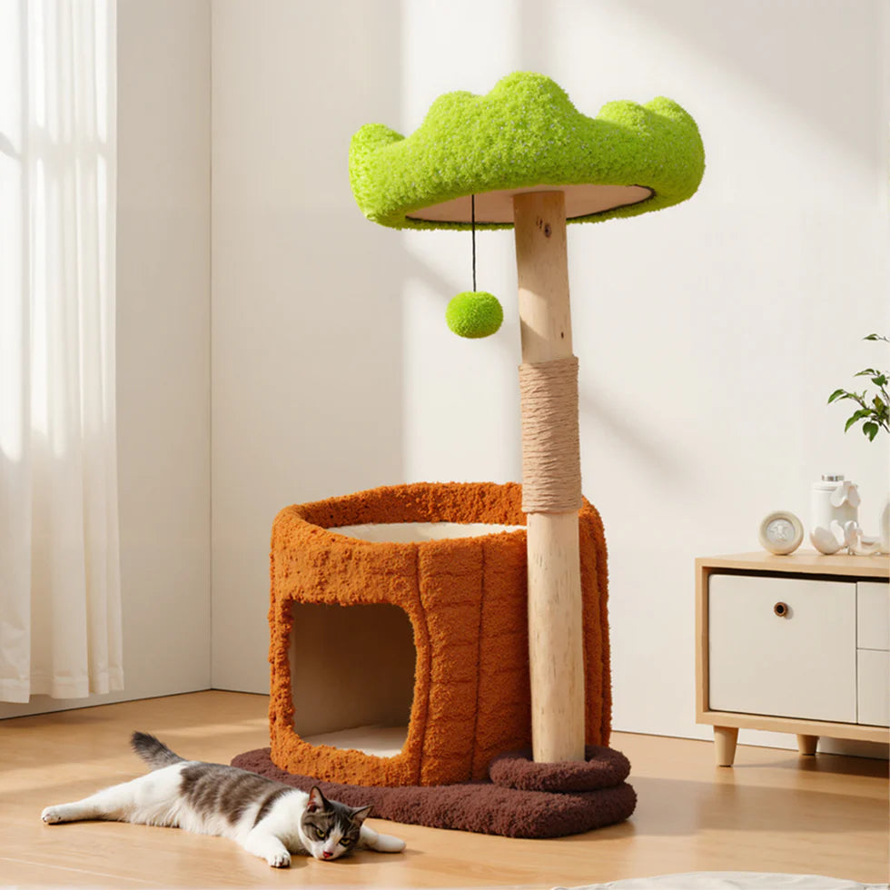 Artificial Tree Cat Tower | Multi-Level Wood Climbing Structure