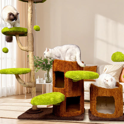 Artificial Tree Cat Tower | Multi-Level Wood Climbing Structure