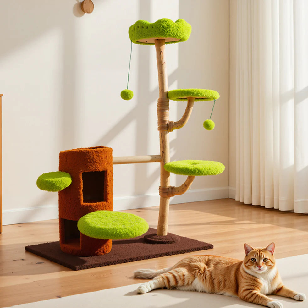 Artificial Tree Cat Tower | Multi-Level Wood Climbing Structure