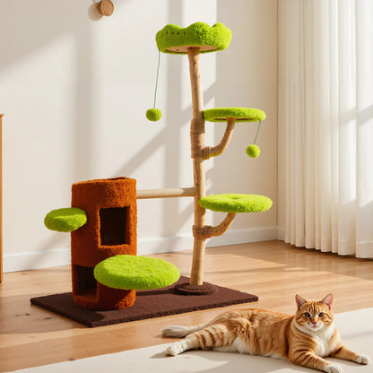 Artificial Tree Cat Tower | Multi-Level Wood Climbing Structure