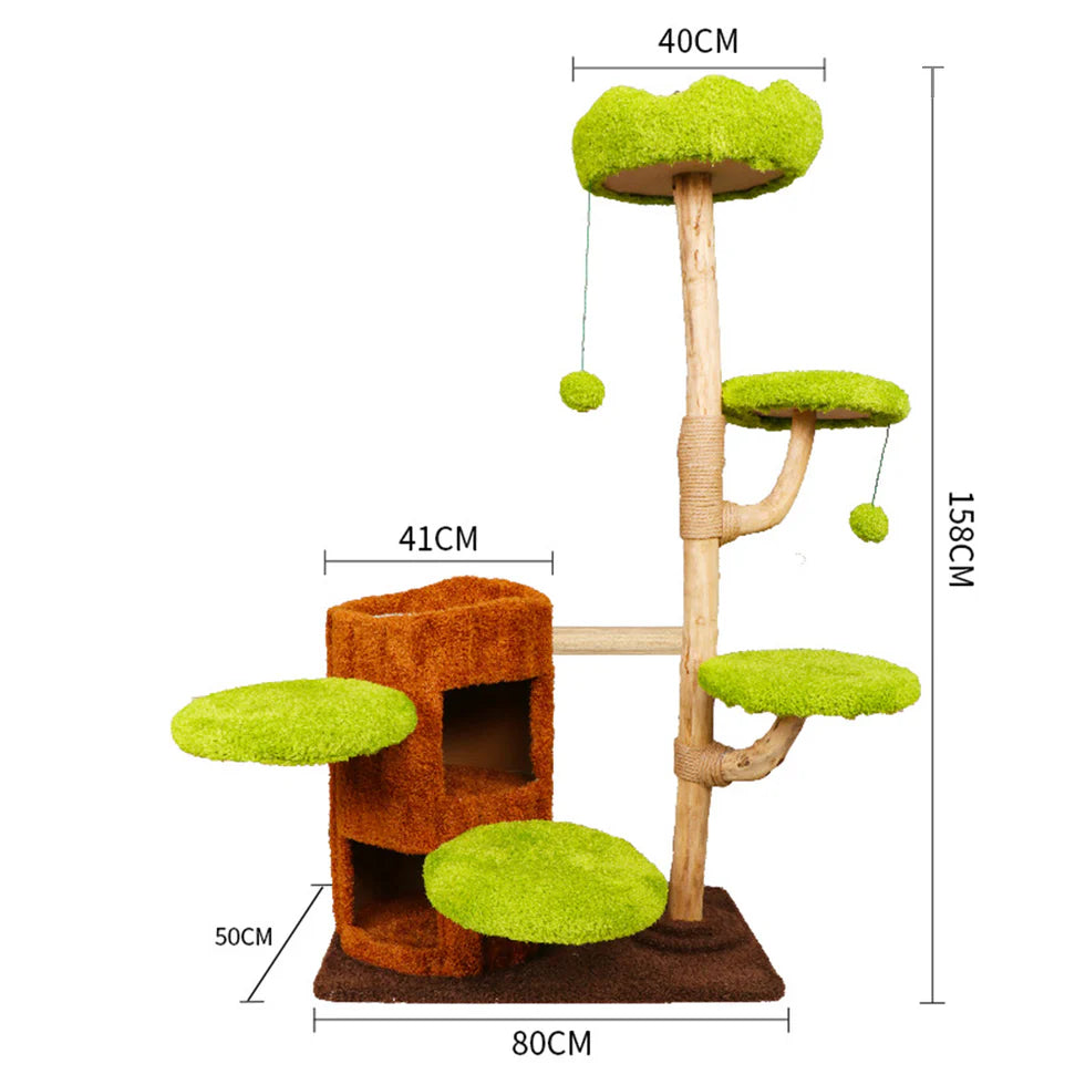 Artificial Tree Cat Tower | Multi-Level Wood Climbing Structure