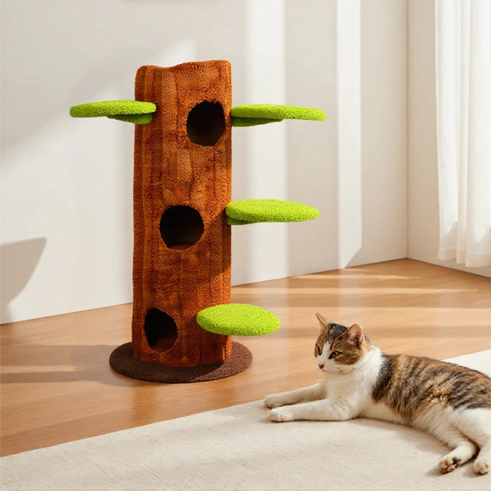 Artificial Tree Cat Tower | Multi-Level Wood Climbing Structure