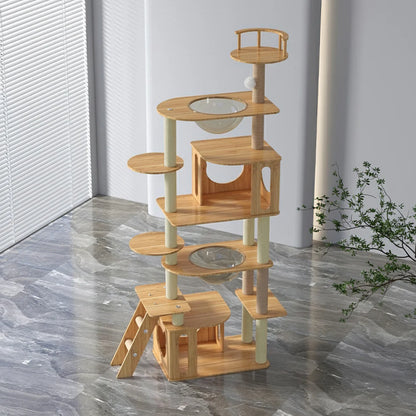 Multi-Tiered Cat Climber 195cm | MDF Tower with Hideaways