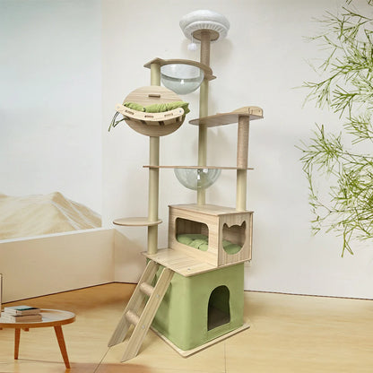 Multi-Tiered Cat Climber 195cm | MDF Tower with Hideaways