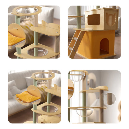 Multi-Tiered Cat Climber 195cm | MDF Tower with Hideaways