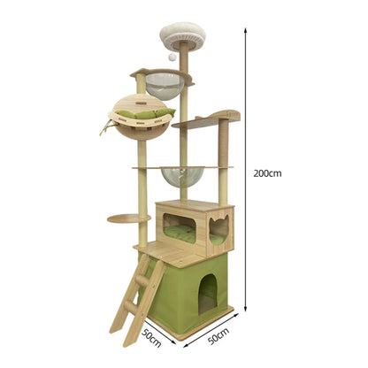 Multi-Tiered Cat Climber 195cm | MDF Tower with Hideaways