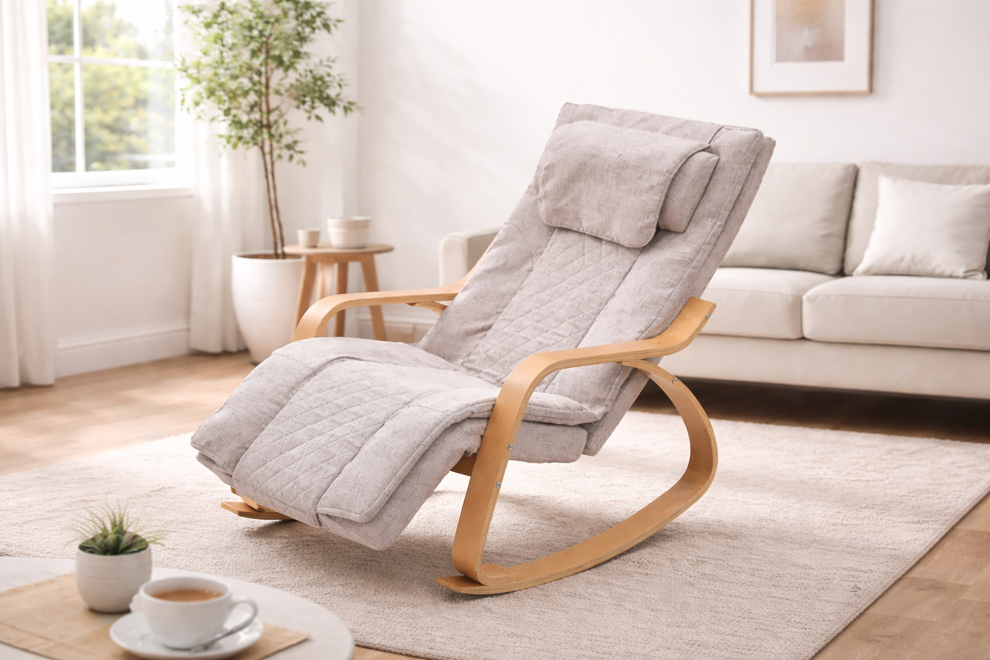 ⚡ STOCK CLEARANCE — Only 2 Left! Premium Rocking Massage Chair – Beechwood Frame with Dual-Core Deep Tissue Massage