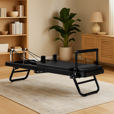 Foldable Steel-Frame Pilates Reformer with Adjustable Height & Silent Resistance