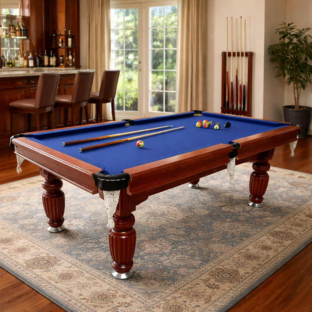 7FT Professional Slate Pool Table with Full Accessory Set – Walnut Wood & Steel