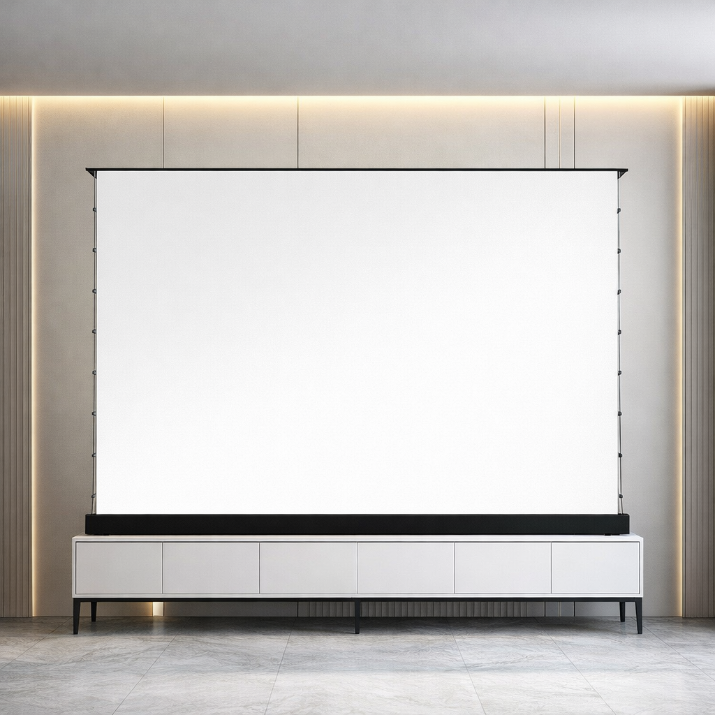 Premium Electric Floor Mounted Projector Screen 72–100” 16:9 | Motorized Home Theater & Office Display