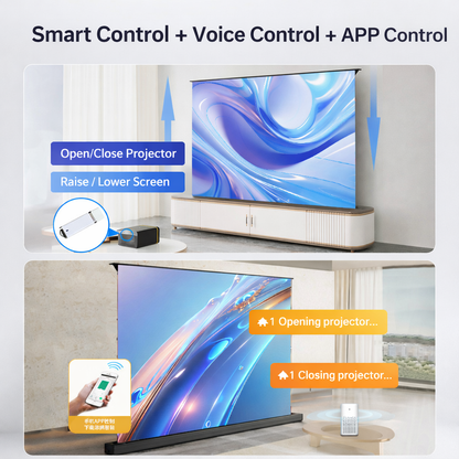 Premium Electric Floor Mounted Projector Screen 72–100” 16:9 | Motorized Home Theater & Office Display