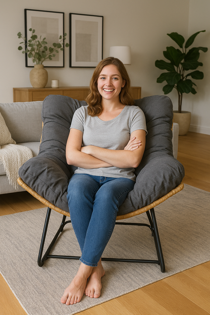 Modern Rocking Rattan Chair with Steel Frame