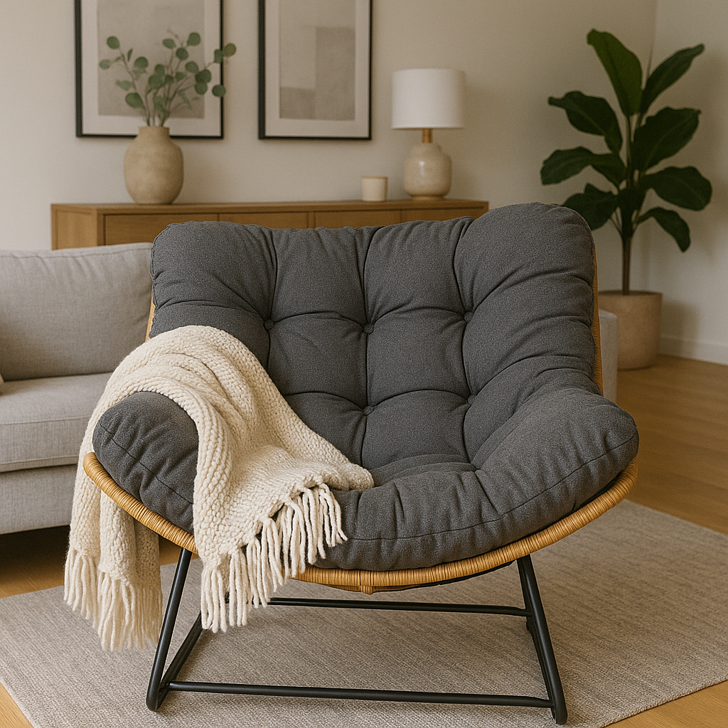 Modern Rocking Rattan Chair with Steel Frame