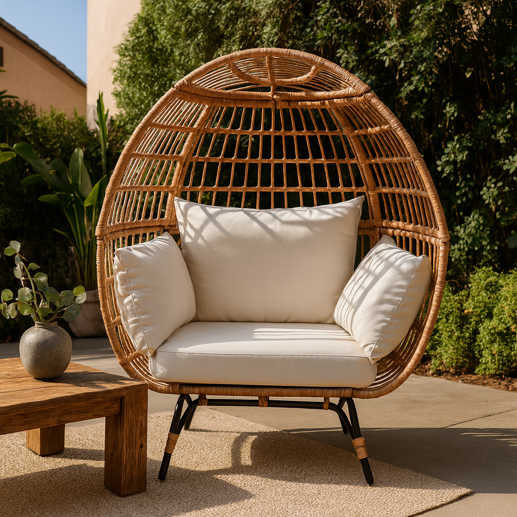Luxurious Egg Chair in 9-Part Steel Frame