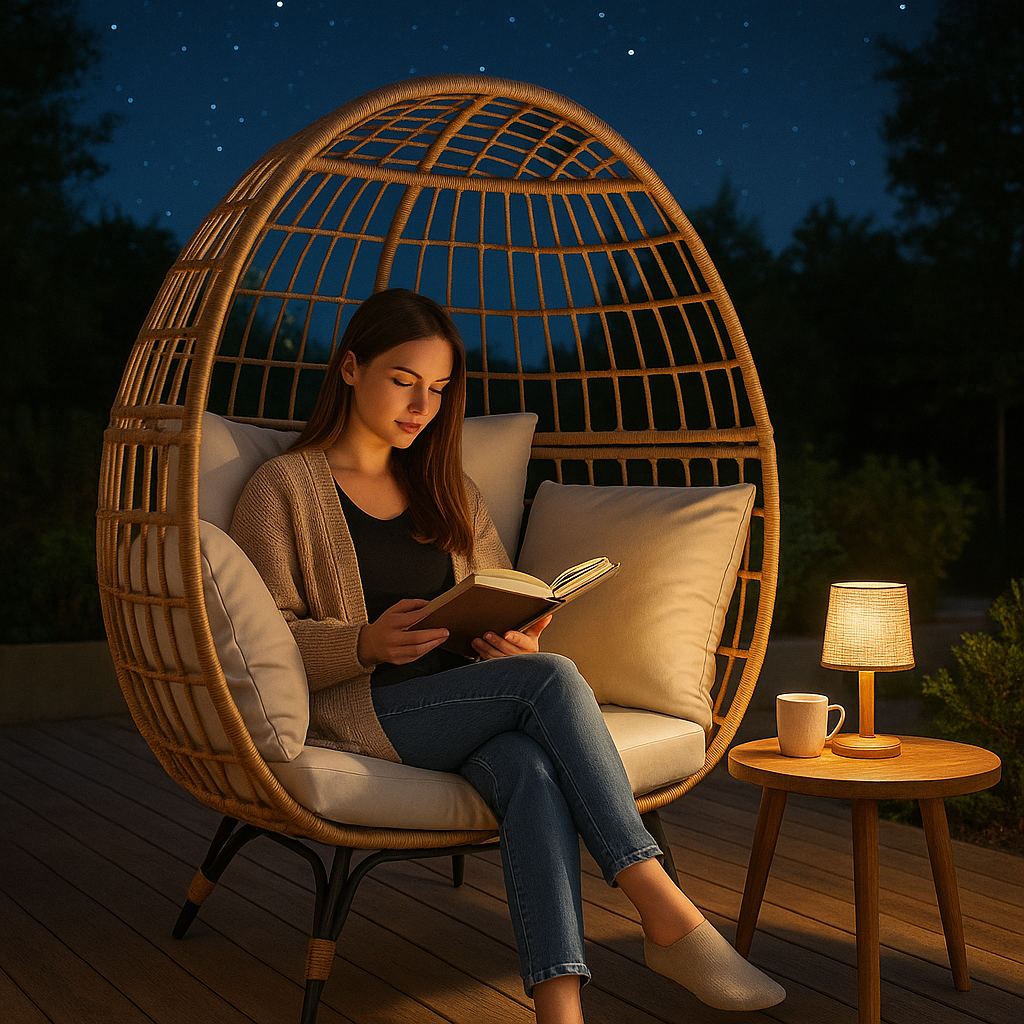 Luxurious Egg Chair in 9-Part Steel Frame