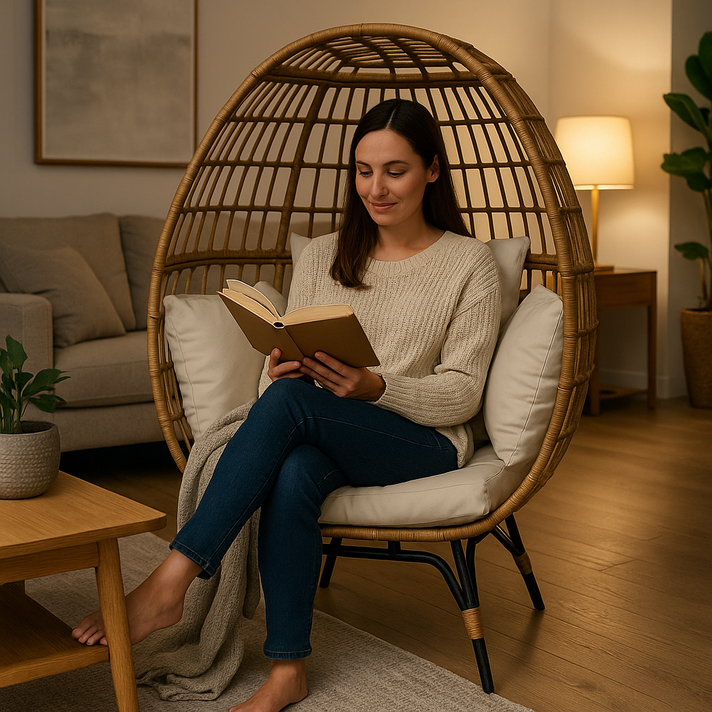 Luxurious Egg Chair in 9-Part Steel Frame