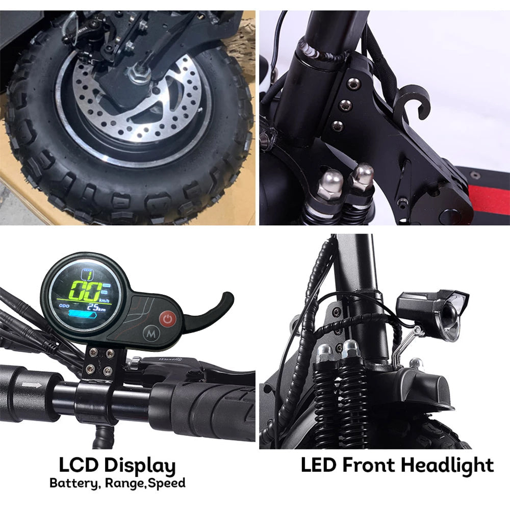 Dual 1000W Motors (3600W Peak) 11-Inch All-Terrain Folding Electric Scooter – Black